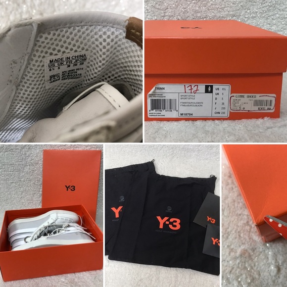 Adidas Y-3 TRINN White Sneakers, Sz US 6.5 / UK 5 - Picture 8 of 8
